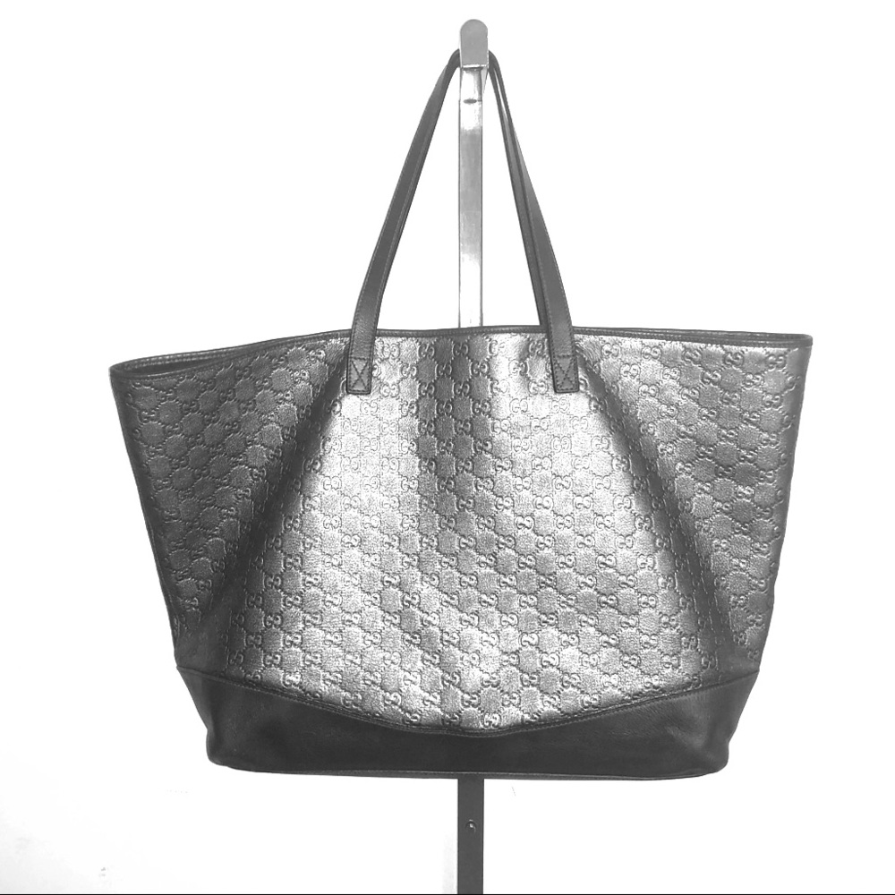 Pewter leather XL GUCCI  Guccissma tote